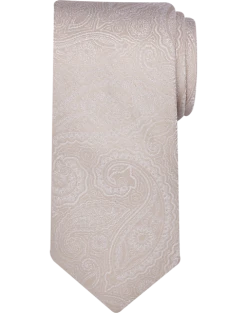 Pronto Uomo Narrow Tie, Taupe Paisley