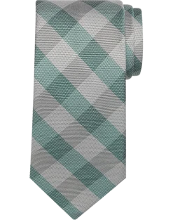 Pronto Uomo Narrow Tie, Green Checkered