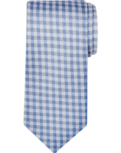 Pronto Uomo Narrow Tie, Blue Gingham
