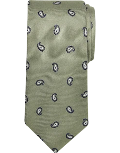 Pronto Uomo Narrow Tie, Olive Paisley