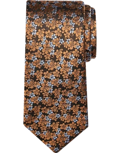 Pronto Uomo Narrow Tie, Rust Double Daisy