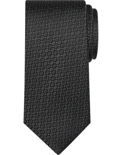 Pronto Uomo Narrow Tie, Black Tonal Grid