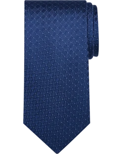 Pronto Uomo Narrow Tie, Blue Tonal Grid