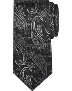 Pronto Uomo Narrow Tie, Black Paisley