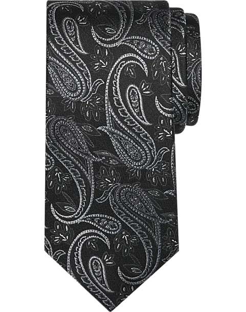 Pronto Uomo Narrow Tie, Black Paisley 3 Pronto Uomo Narrow Tie, Black Paisley