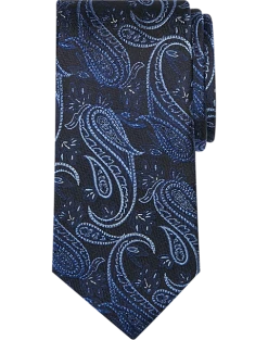 Pronto Uomo Narrow Tie, Blue Paisley