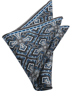 Pronto Uomo Pocket Square, Black Oversized Medallion