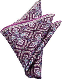 Pronto Uomo Pocket Square, Purple Oversized Medallion