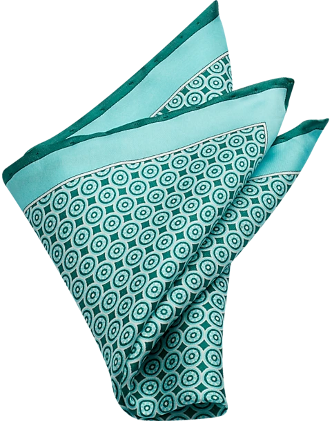 Pronto Uomo Pocket Square, Green Square And Dot 3 Pronto Uomo Pocket Square, Green Square And Dot