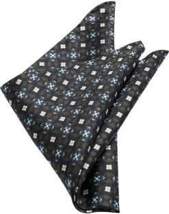 Pronto Uomo Pocket Square, Black Medallion