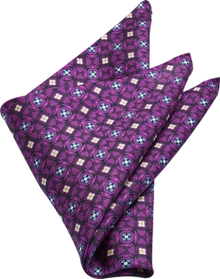 Pronto Uomo Pocket Square, Plum Medallion