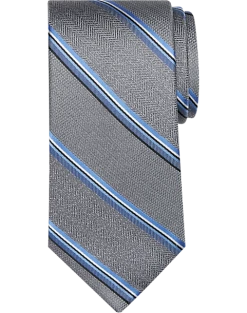Pronto Uomo Narrow Tie, Blue Stripe