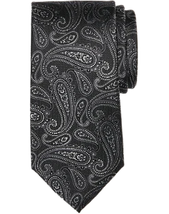 Pronto Uomo Narrow Tie, Black Tonal Paisley