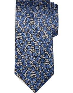 Pronto Uomo Narrow Tie, Blue Floral