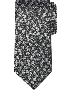 Pronto Uomo Narrow Tie, Charcoal Floral