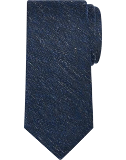 Pronto Uomo Narrow Tie, Navy Sketched Zigzag