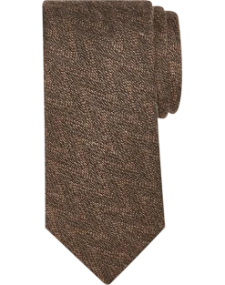 Pronto Uomo Narrow Tie, Brown Sketched Zigzag