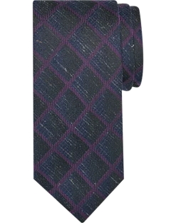 Pronto Uomo Narrow Tie, Navy Sketched Diamond
