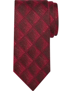 Pronto Uomo Narrow Tie, Burgundy Sketched Diamond