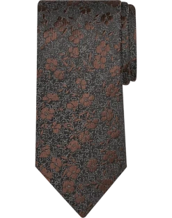 Pronto Uomo Narrow Tie, Brown Floral