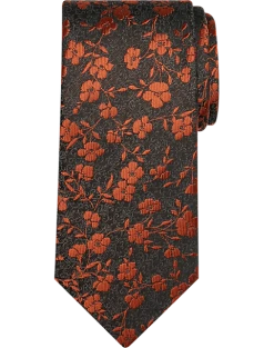 Pronto Uomo Narrow Tie, Orange Floral