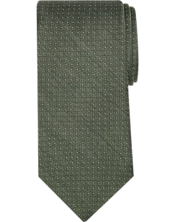 Pronto Uomo Narrow Tie, Green Micro Square