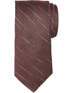 Pronto Uomo Narrow Tie, Burgundy Sketched Stripe