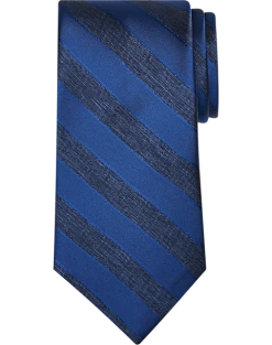 Pronto Uomo Narrow Tie, Navy Stripe
