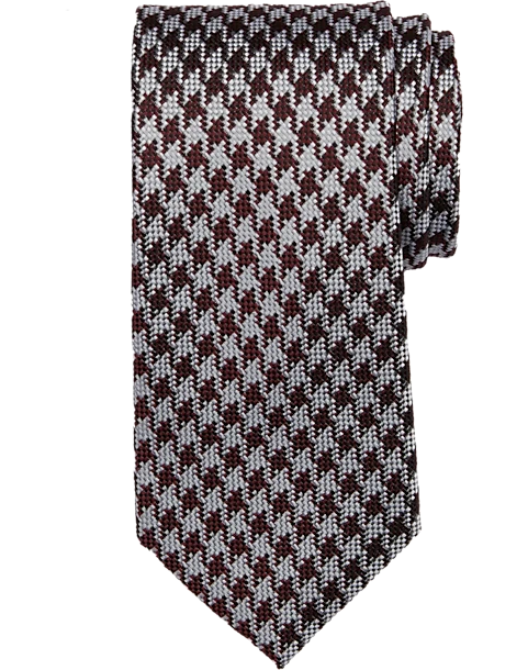 Joseph Abboud Narrow Tie, Burgundy Shepard's Check 3 Joseph Abboud Narrow Tie, Burgundy Shepard's Check