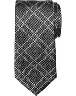 Joseph Abboud Narrow Tie, Black Tonal Plaid