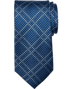 Joseph Abboud Narrow Tie, Blue Tonal Plaid