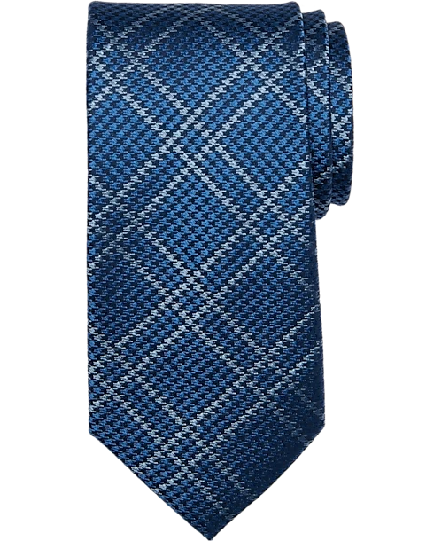 Joseph Abboud Narrow Tie, Blue Tonal Plaid 2 Joseph Abboud Narrow Tie, Blue Tonal Plaid