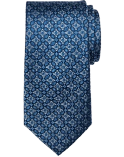 Joseph Abboud Narrow Tie, Blue Medallion