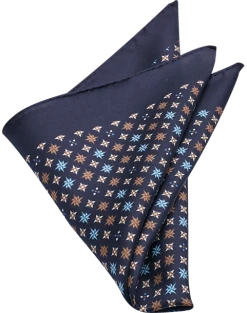 Joseph Abboud Pocket Square, Blue Mini Retro Pattern