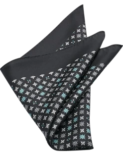 Joseph Abboud Pocket Square, Black Mini Retro Pattern