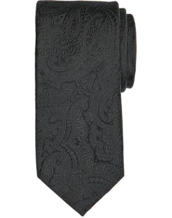 Joseph Abboud Narrow Tie, Black Tonal Paisley