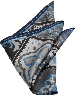 Joseph Abboud Pocket Square, Black Tile Mosaic