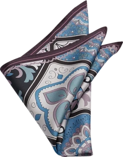 Joseph Abboud Pocket Square, Blue Tile Mosaic