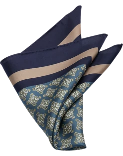 Joseph Abboud Pocket Square, Blue Medallion