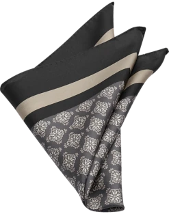 Joseph Abboud Pocket Square, Black Medallion