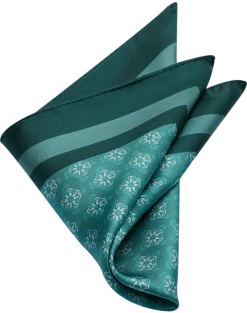 Joseph Abboud Pocket Square, Green Medallion