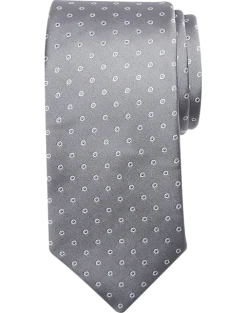 Michael Strahan Narrow Tie, Silver Stylized Dot