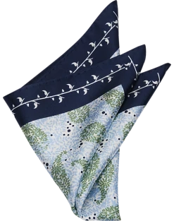 Pronto Uomo Pocket Square, Green Paisley