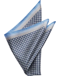 Pronto Uomo Pocket Square, Blue Check