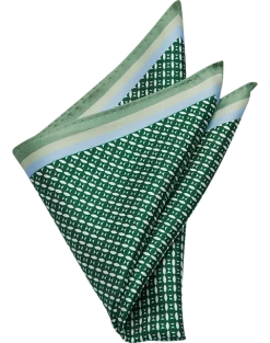 Pronto Uomo Pocket Square, Green Check