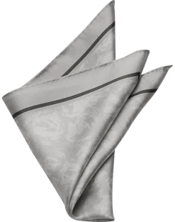 Joseph Abboud Pocket Square, Silver Abstract Swirls