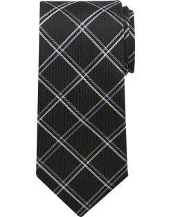 Pronto Uomo Large Scale Plaid Tie, Black