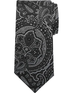 Pronto Uomo Narrow Tie, Black Tonal Paisley